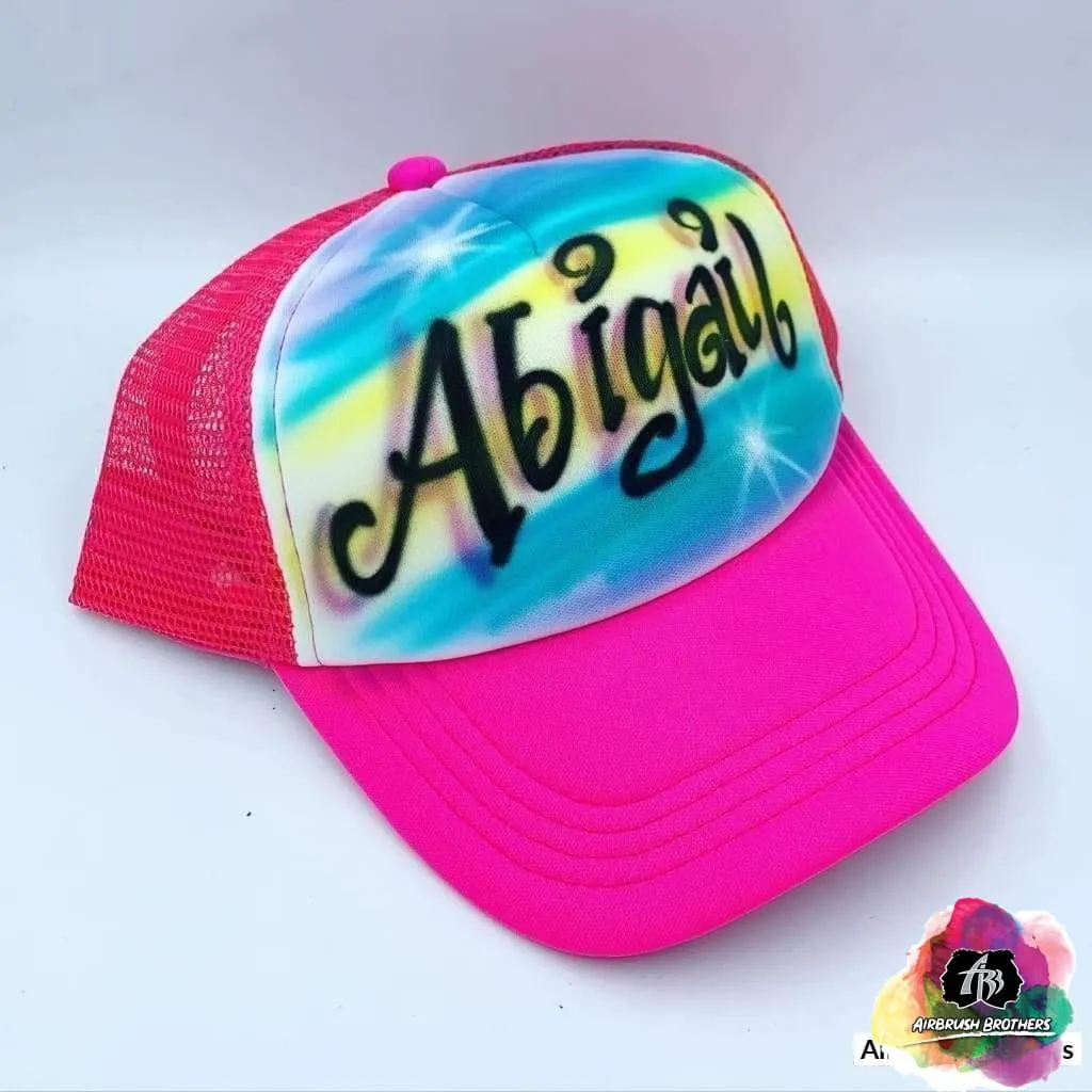 Airbrush Curly Name Hat Design