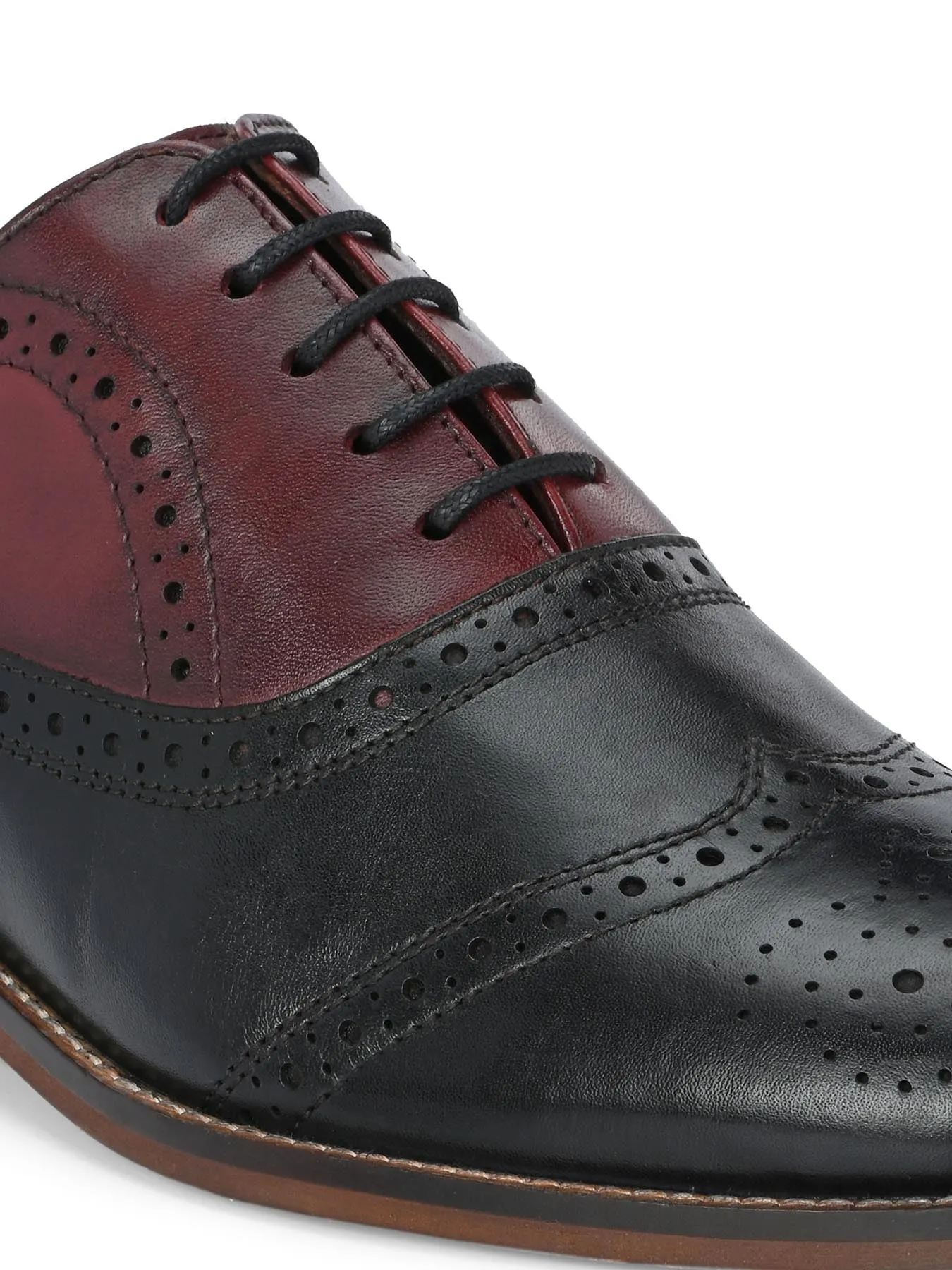 Alberto Torresi Genuine Leather Black Bordo Brogue Formal Lace Ups