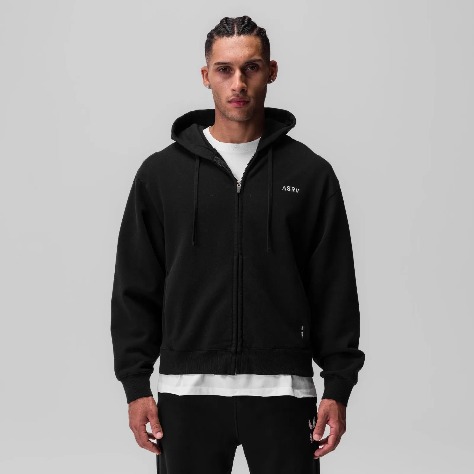 ASRV Tech Essential™ Distressed Full Zip Hoodie - Black