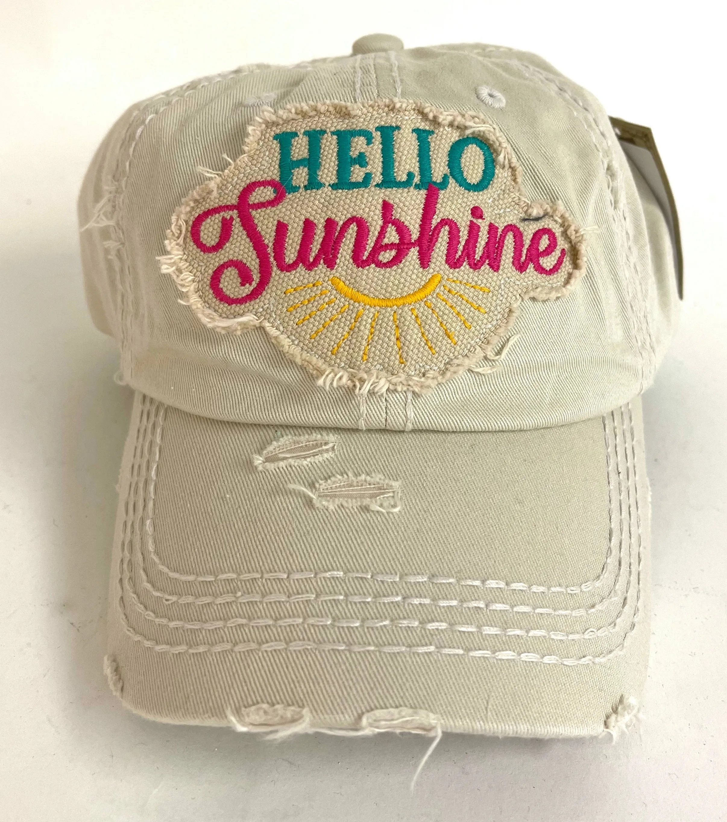 Beach Vibes Distressed Baseball Caps