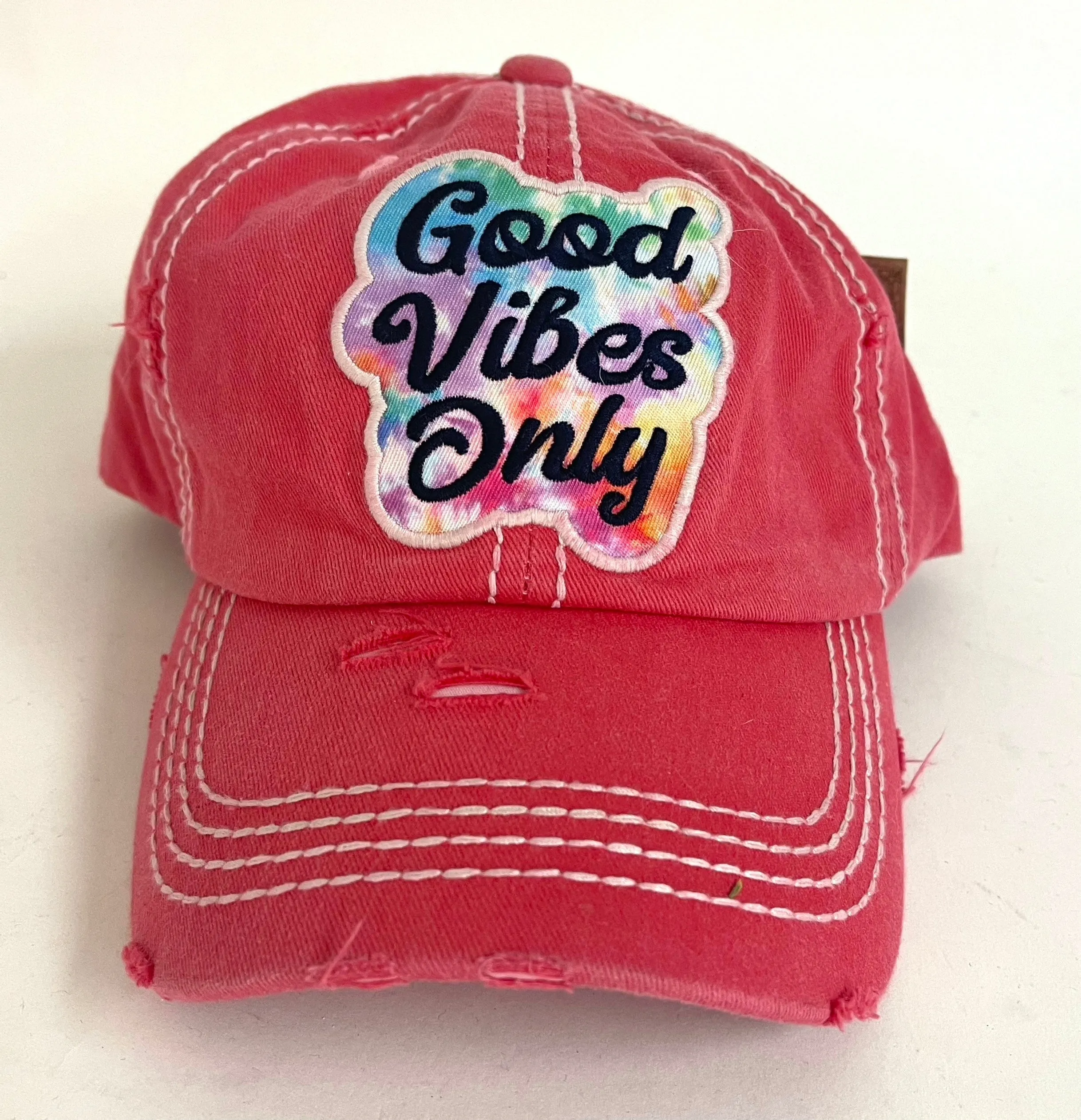 Beach Vibes Distressed Baseball Caps