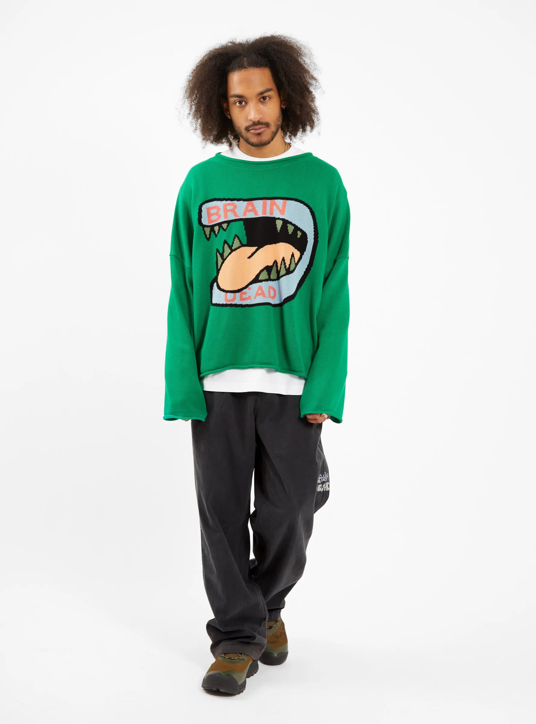 Big Bite Oversized Cropped Sweater Green