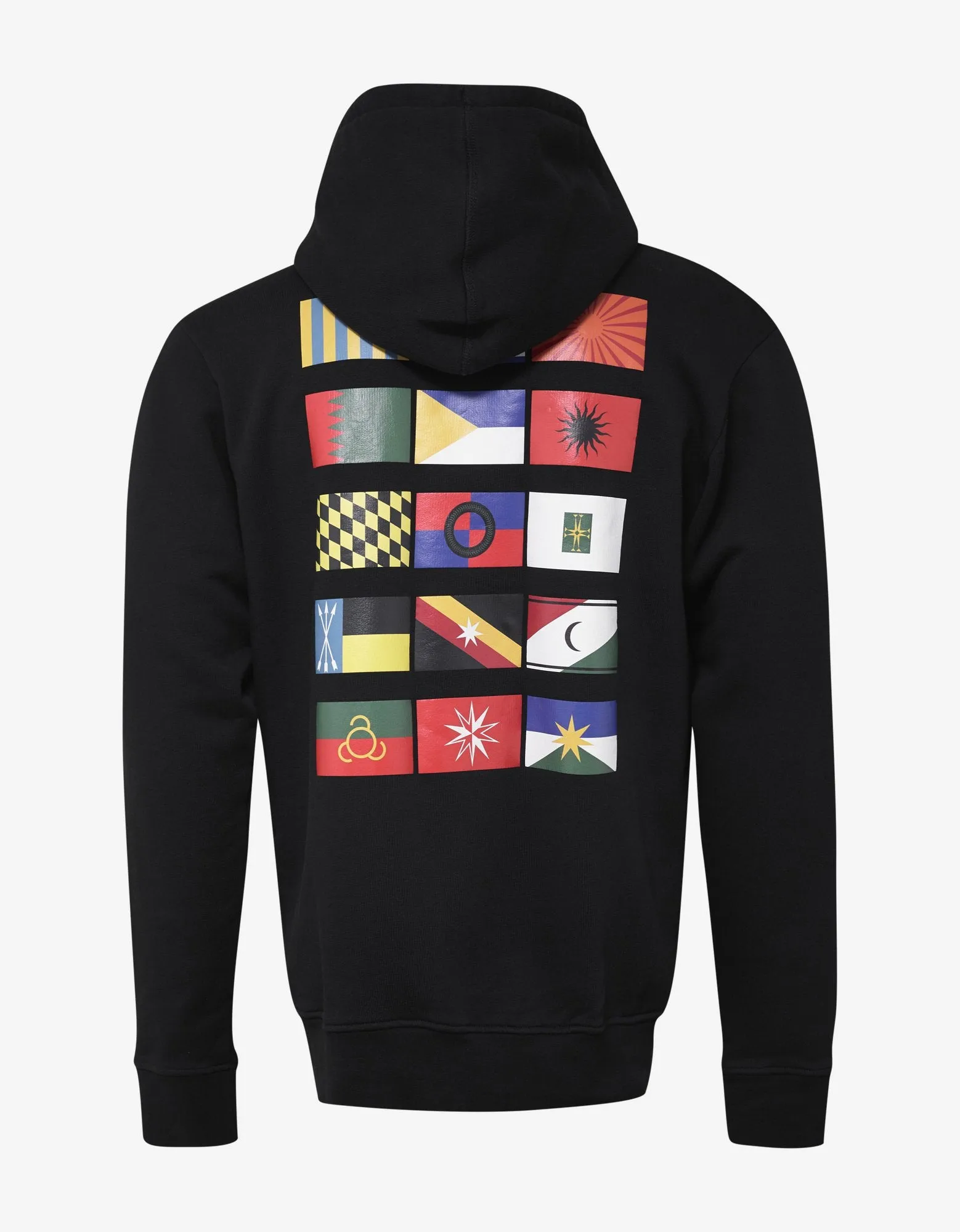 Black Eagle & Flags Print Hoodie