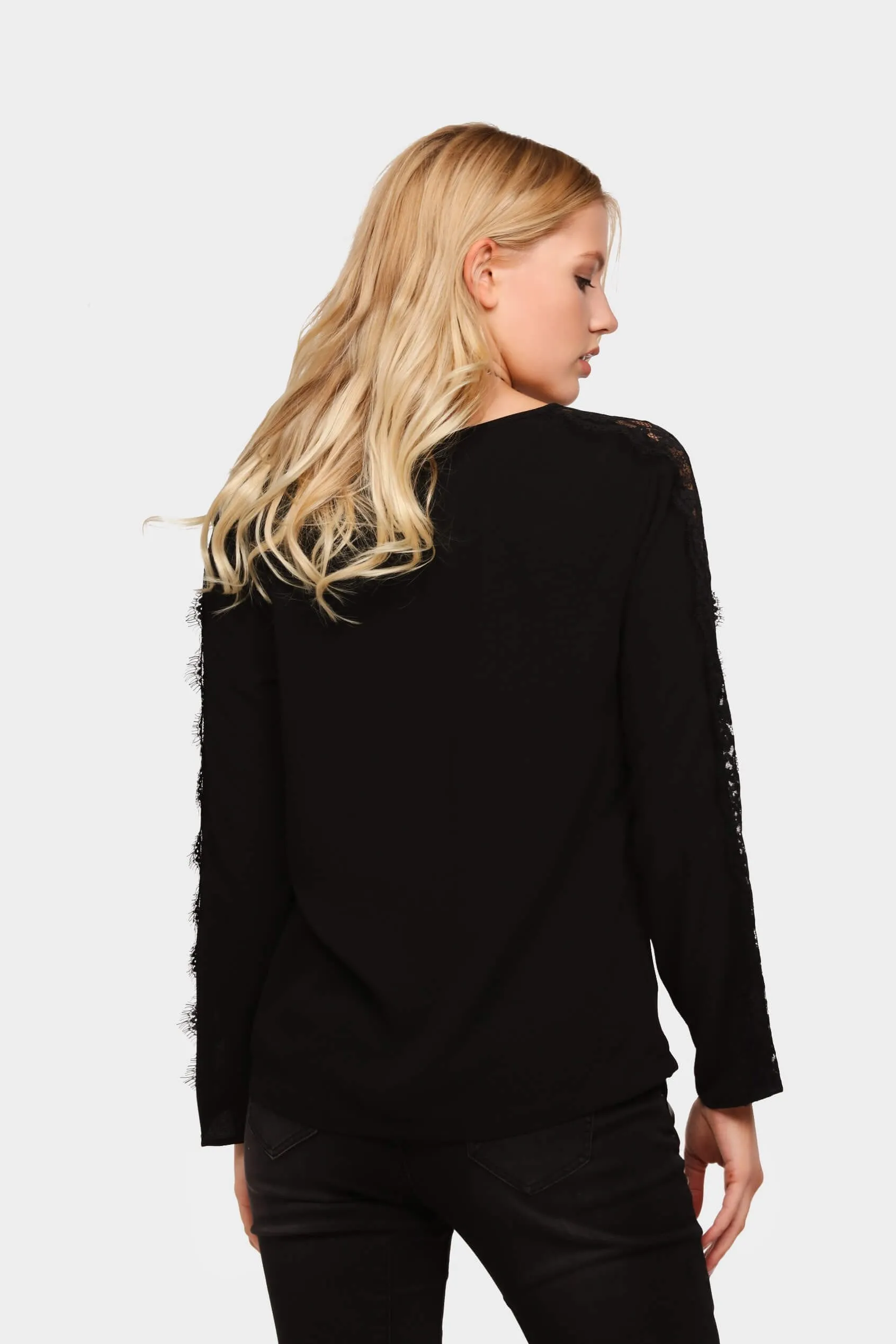 Black Lace Long Sleeve Top