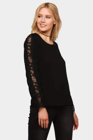 Black Lace Long Sleeve Top