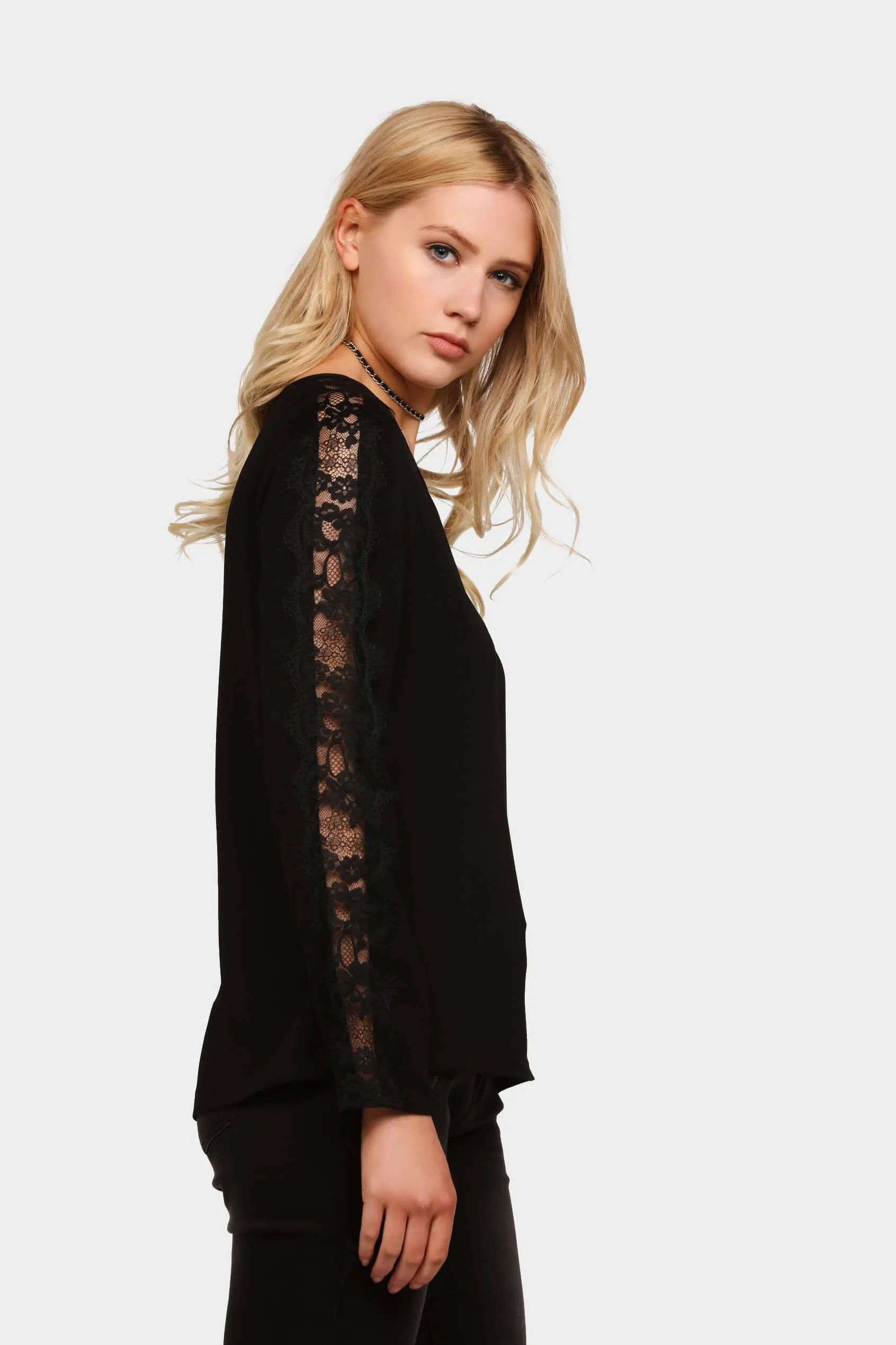 Black Lace Long Sleeve Top