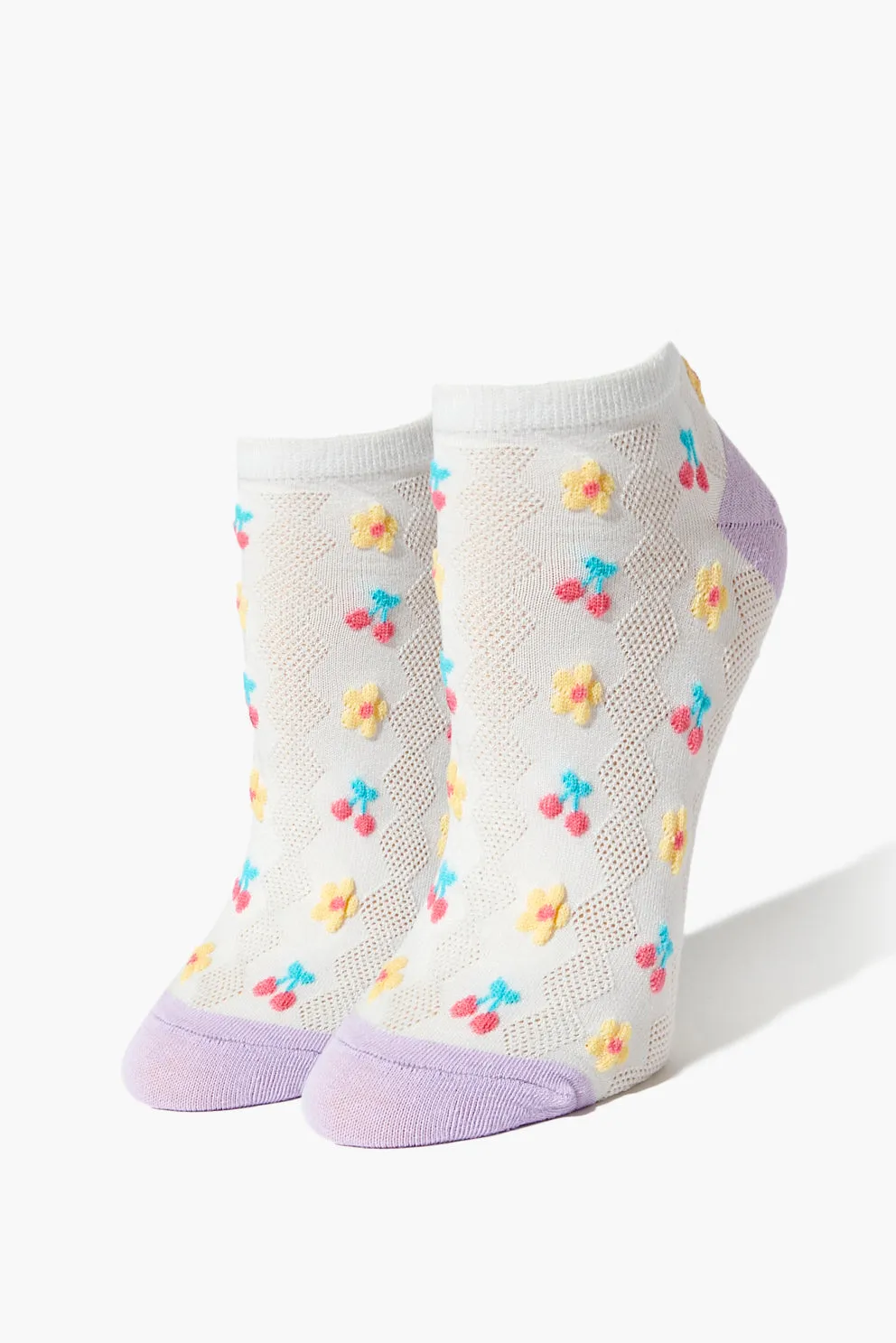 Cherry & Flower Print Ankle Socks