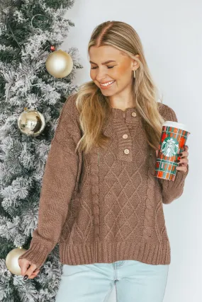 Chestnut Praline Cable Knit Sweater