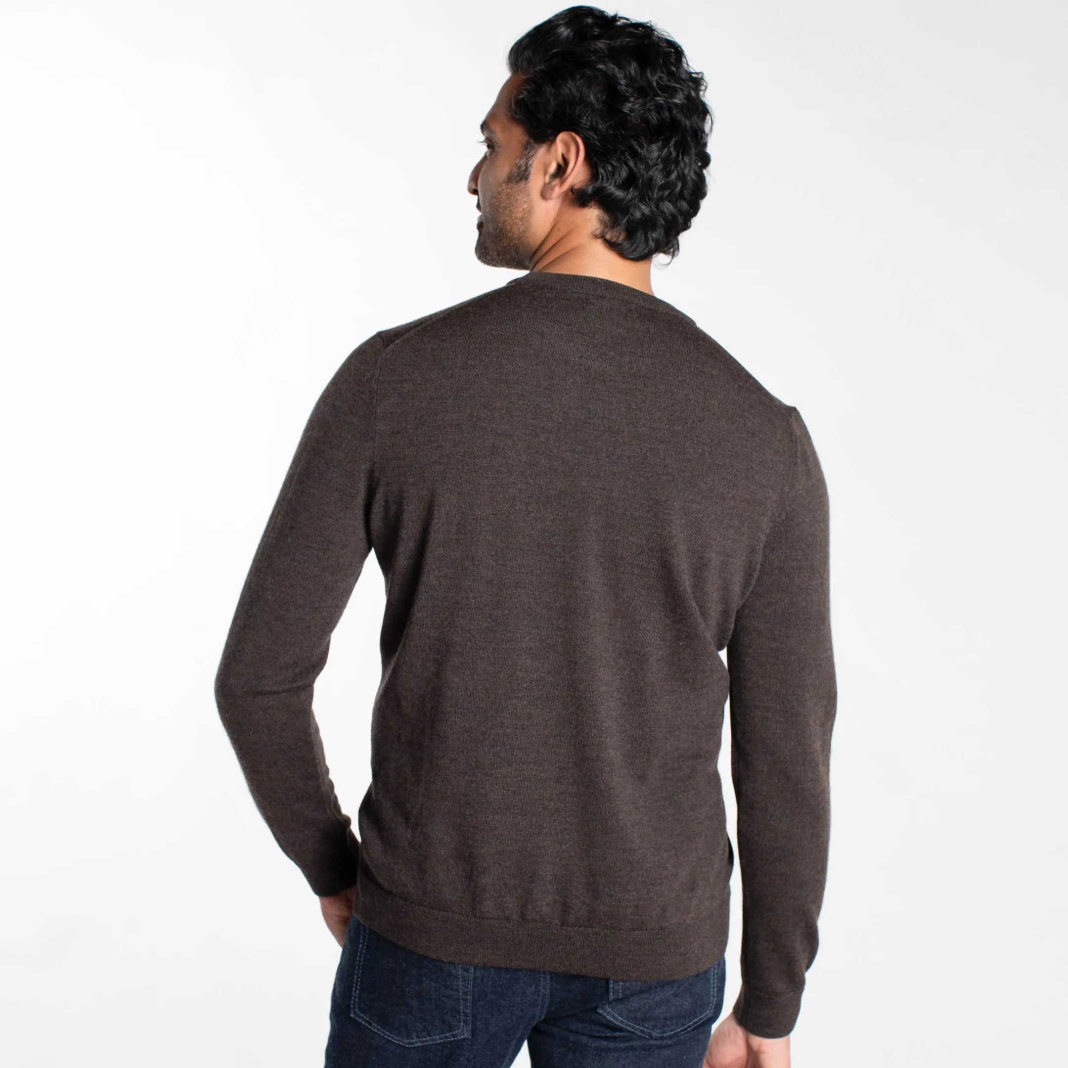 Dark Brown Merino Crew Neck Sweater