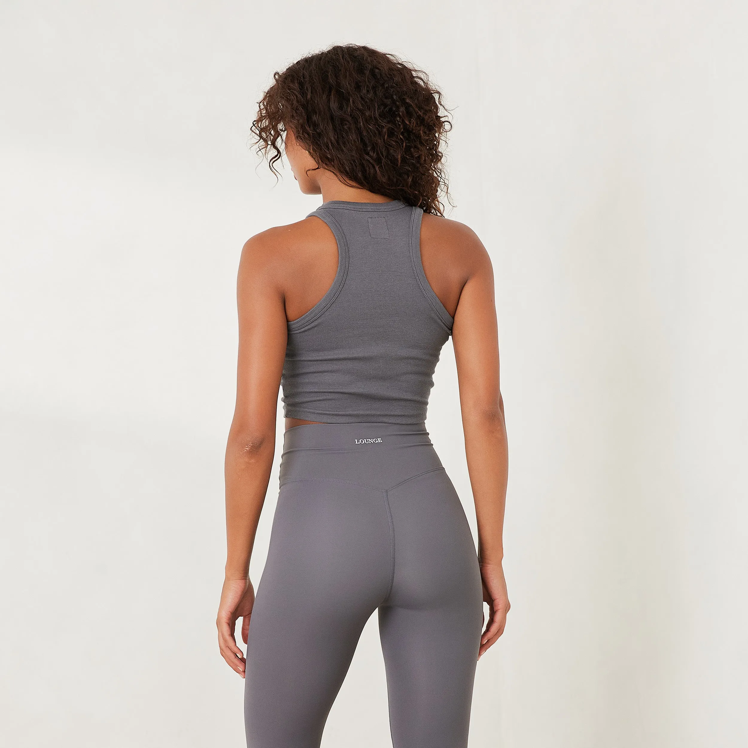 Essential Ribbed Racerback Top - Charcoal