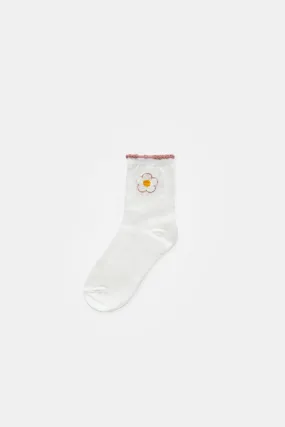 Flower Socks, Powder White