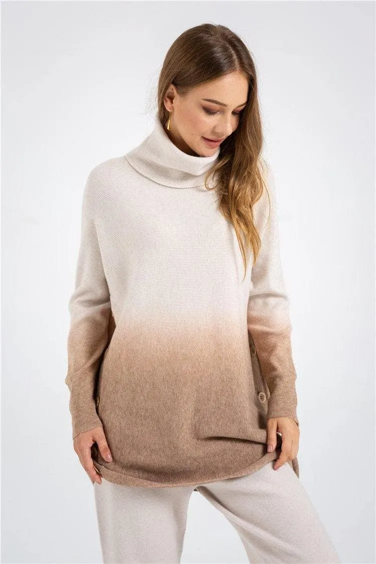 Grey Brown Dip Dye Knitted Sweater