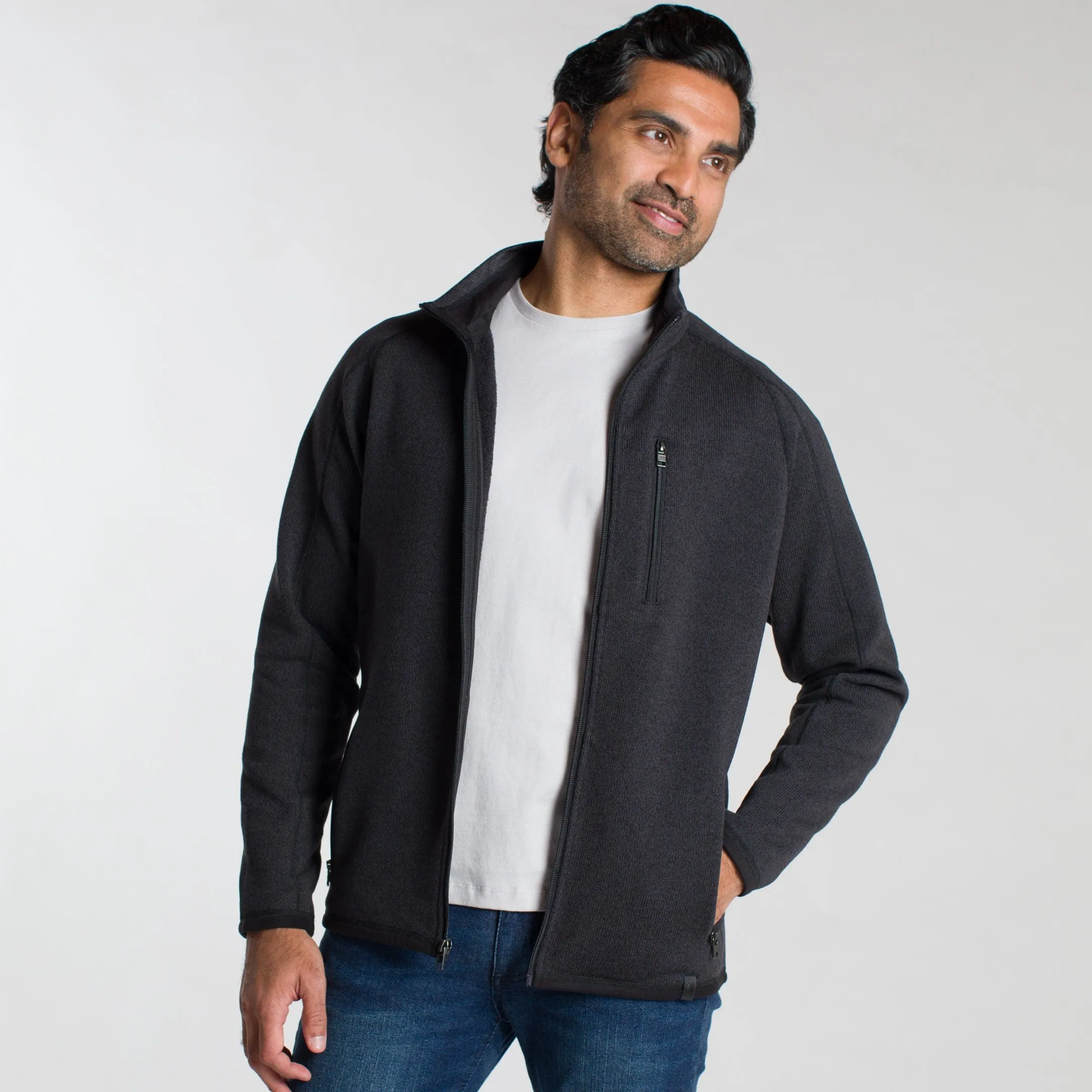 Heather Black Full-Zip Fleece Jacket