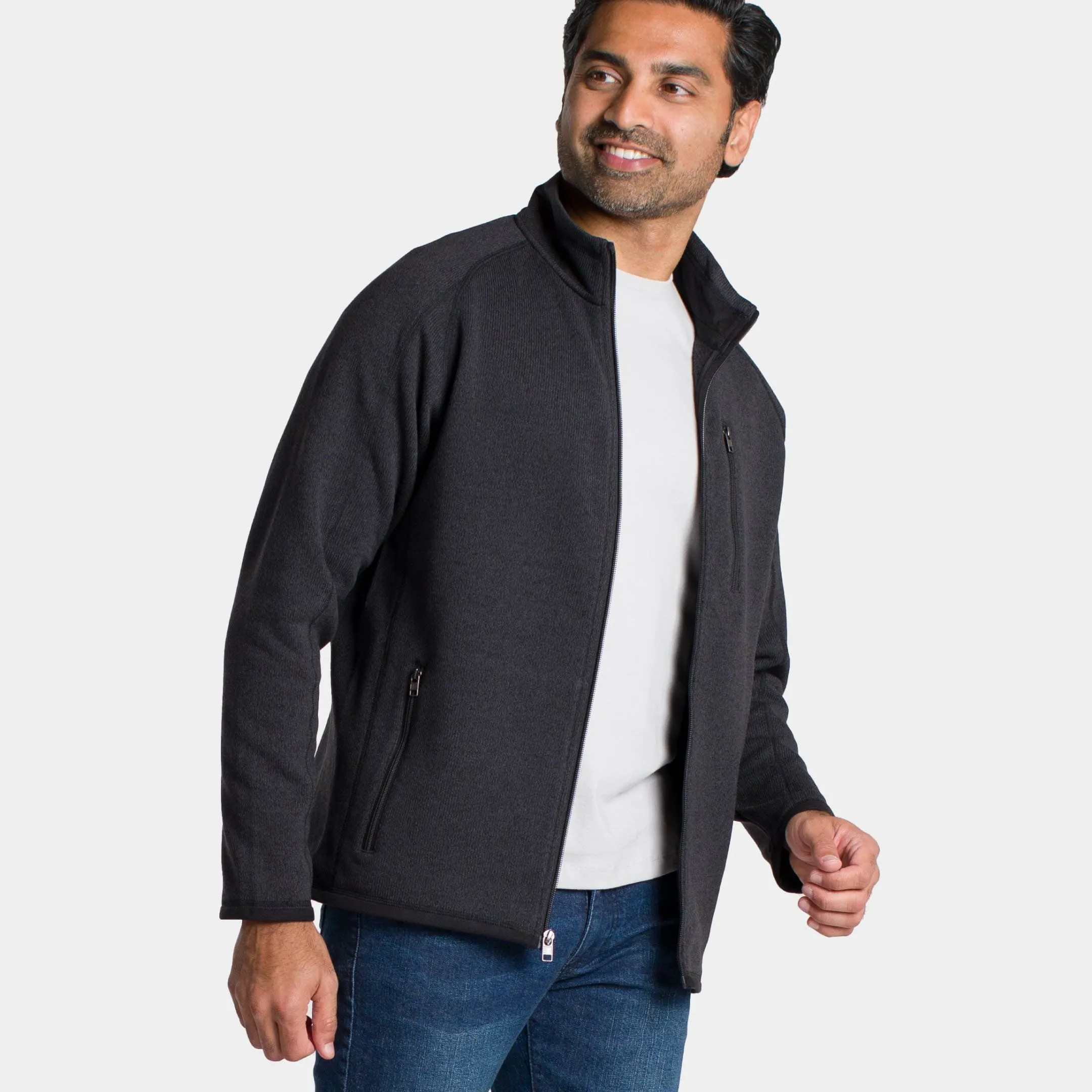 Heather Black Full-Zip Fleece Jacket