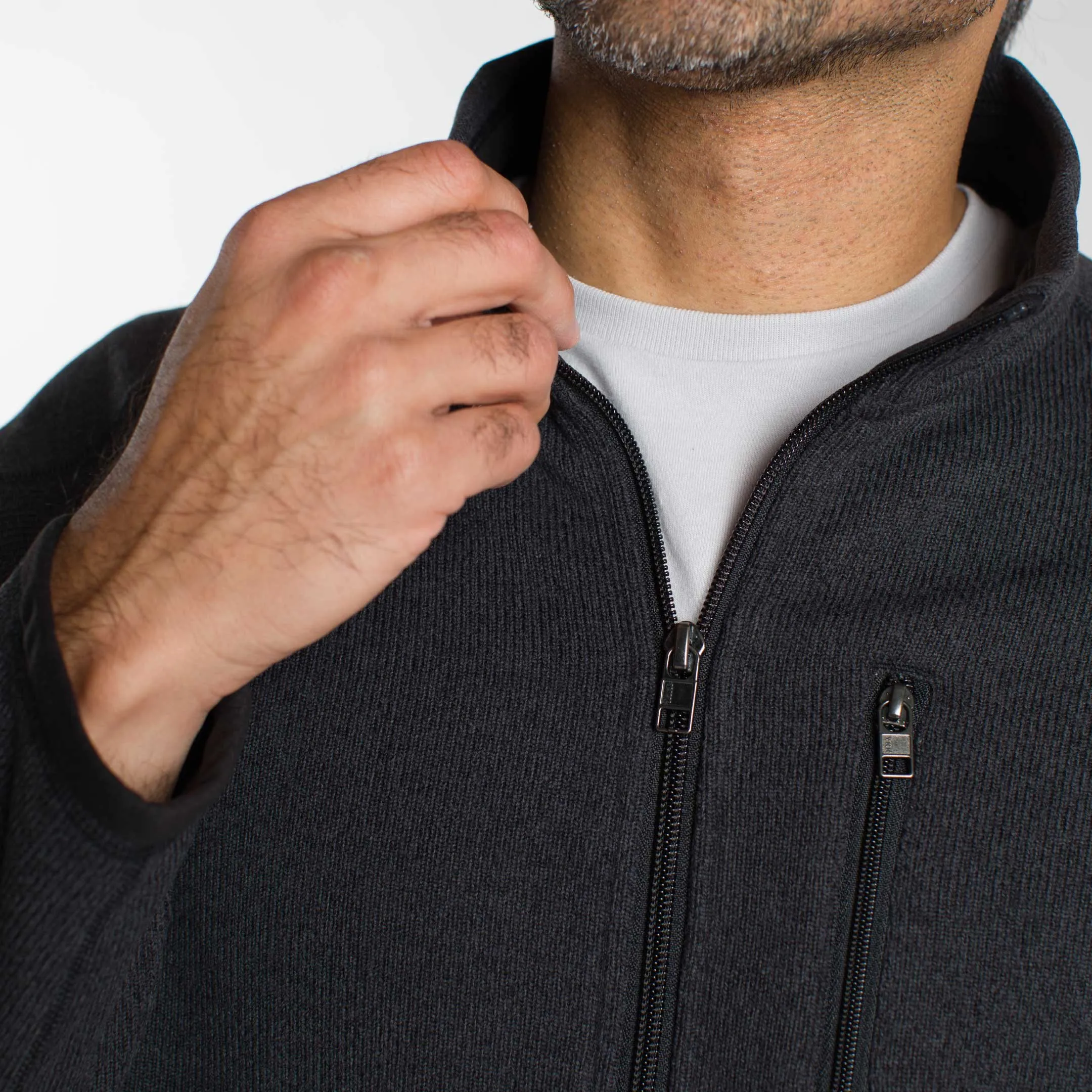 Heather Black Full-Zip Fleece Jacket