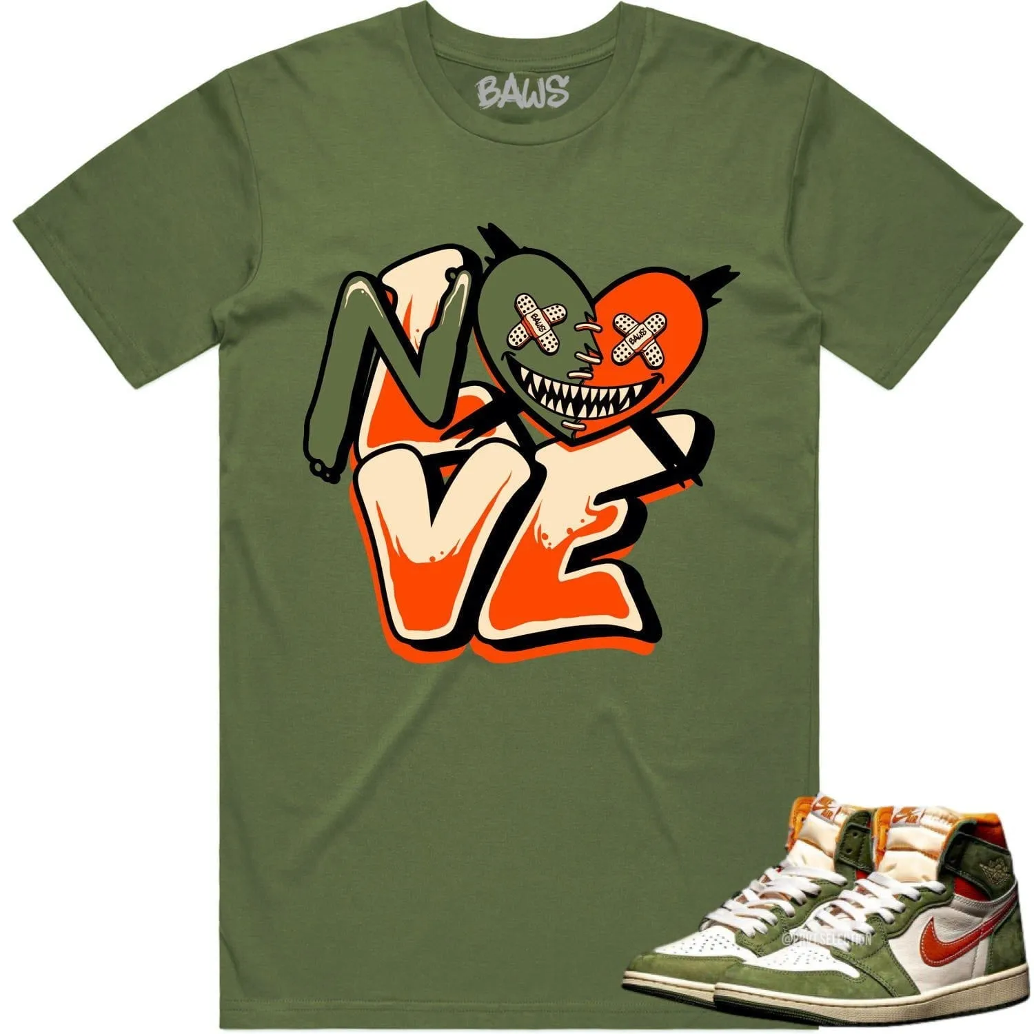 Jordan 1 Celadon 1s Shirt to Match - CELADON NO LOVE BAWS