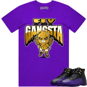 Jordan 12 Field Purple 12s Shirt to Match - GOLD METALLIC FLY GANGSTA