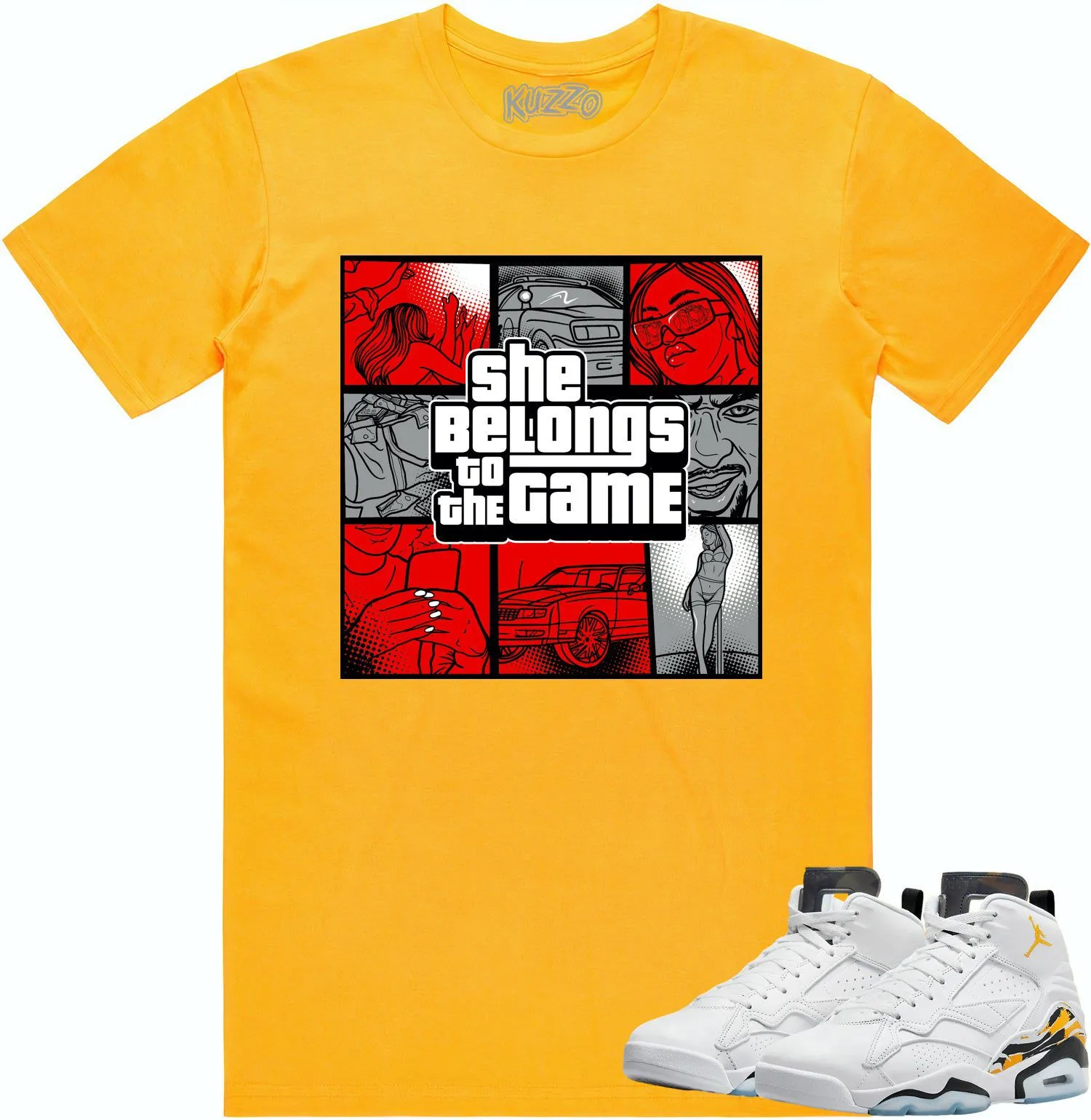 Jordan MVP 678 Yellow Ochre Shirt to Match - RED BELONGS TO THE GAME