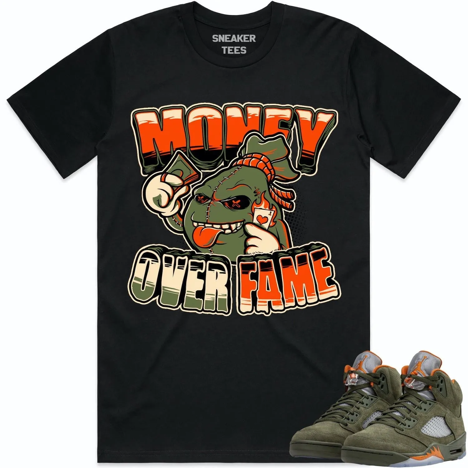 Jordan Retro 5 Olive 5s Shirt to Match - CELADON MOF