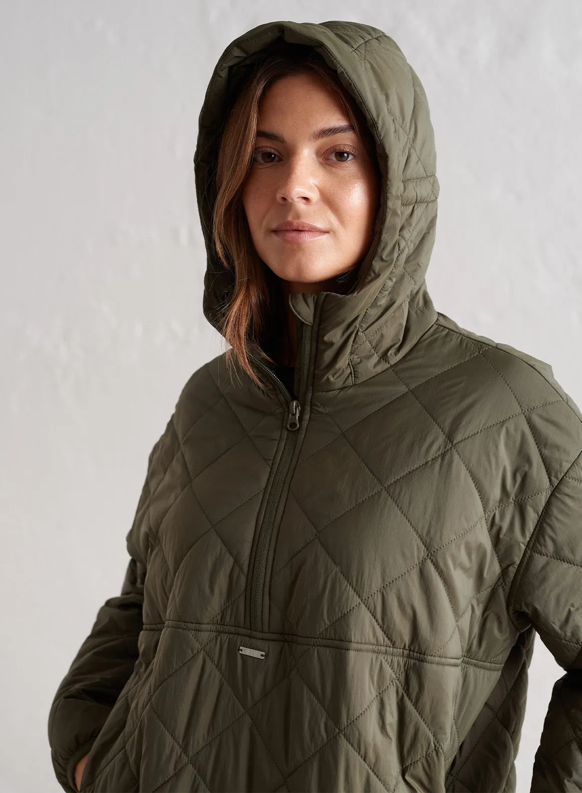 Khaki Oversized Quilted Anorak