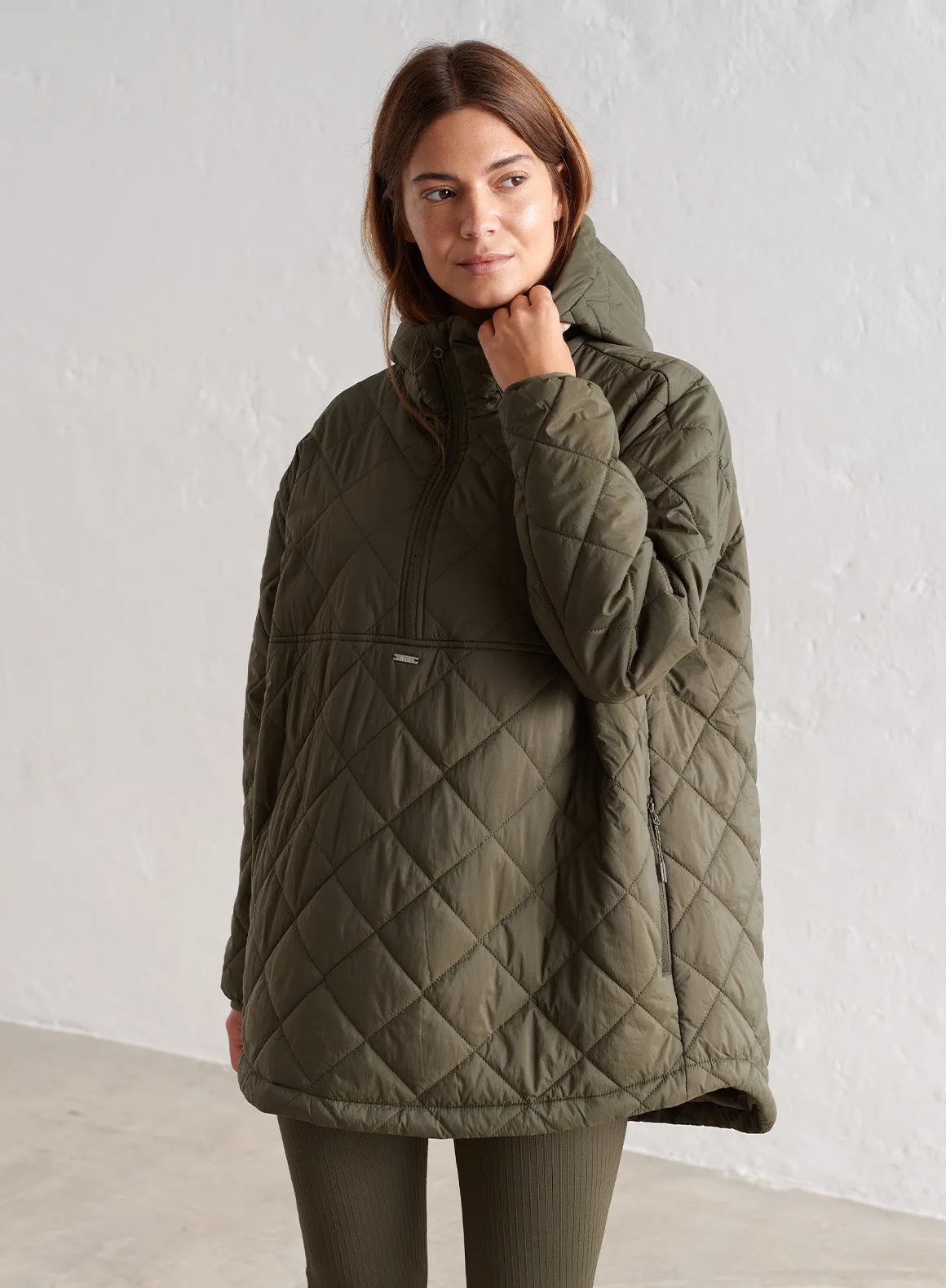 Khaki Oversized Quilted Anorak