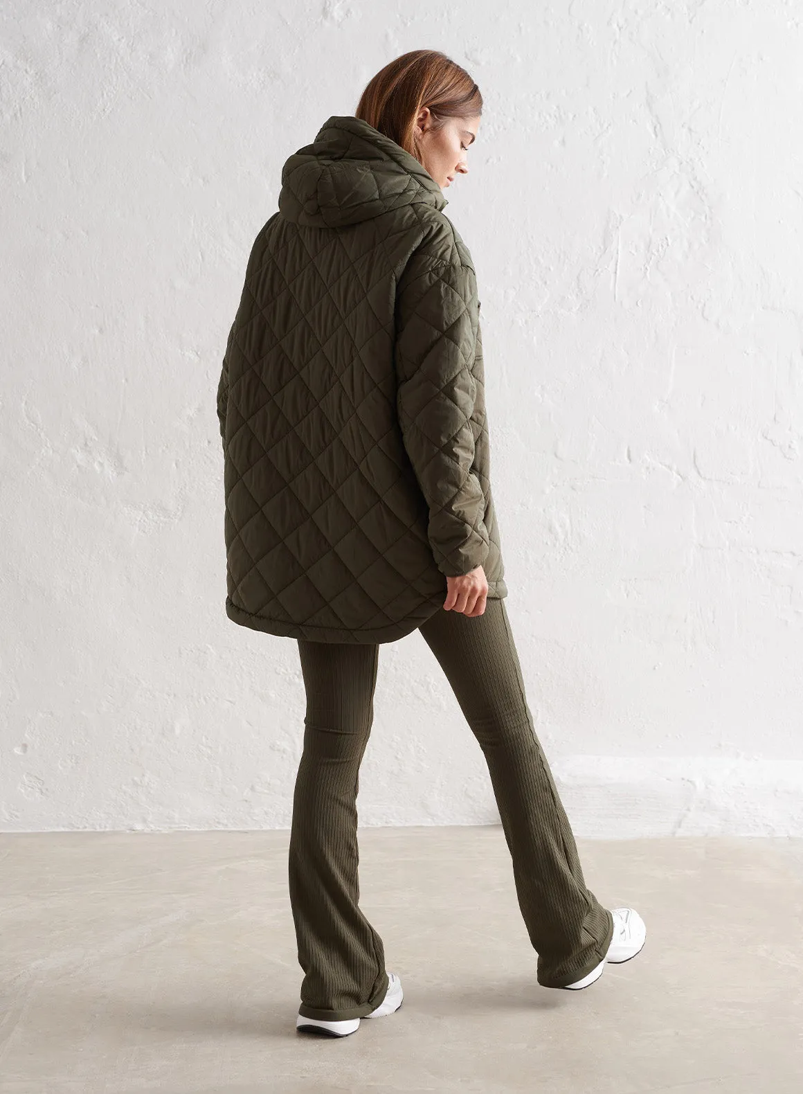 Khaki Oversized Quilted Anorak