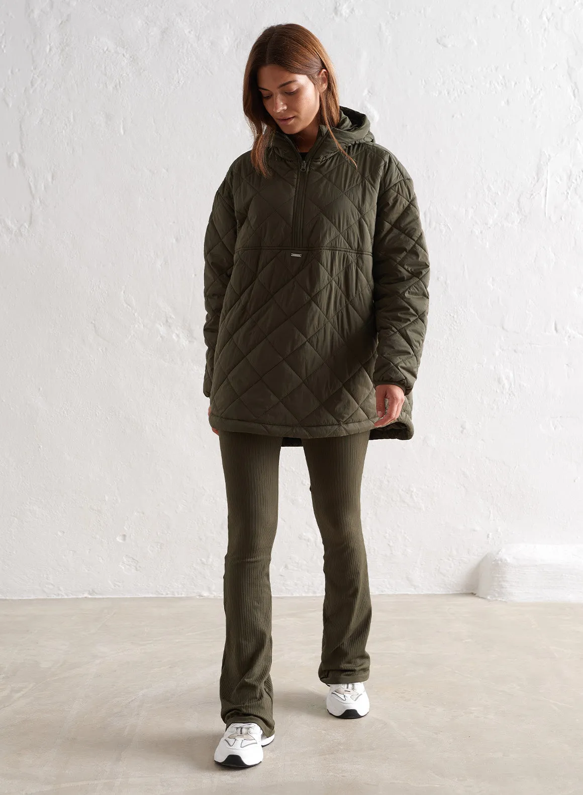 Khaki Oversized Quilted Anorak