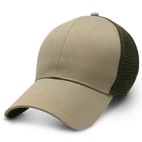 Khaki with Olive Mesh - Structured Baseball Cap