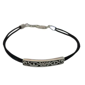 Lotus black leather bracelet