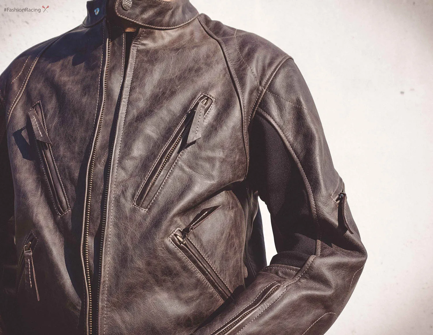 Motorbike brown leather jacket , men's leather motorcycle jacket