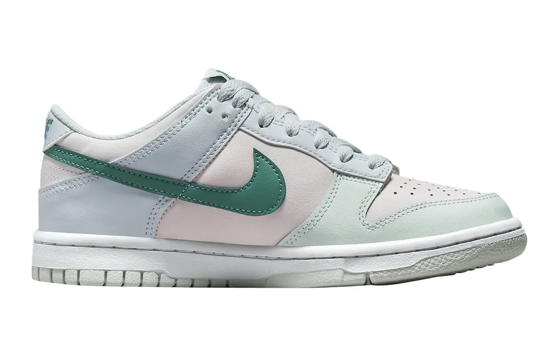 Nike Kid's Dunk Low GS Shoes - Football Grey / Mineral Teal / Pearl Pink