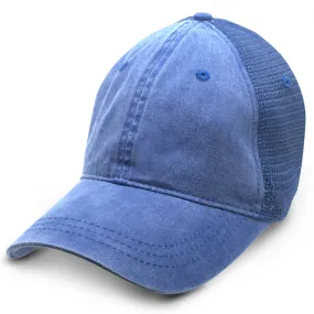 Ocean Blue Washed Mesh - Unstructured Baseball Cap