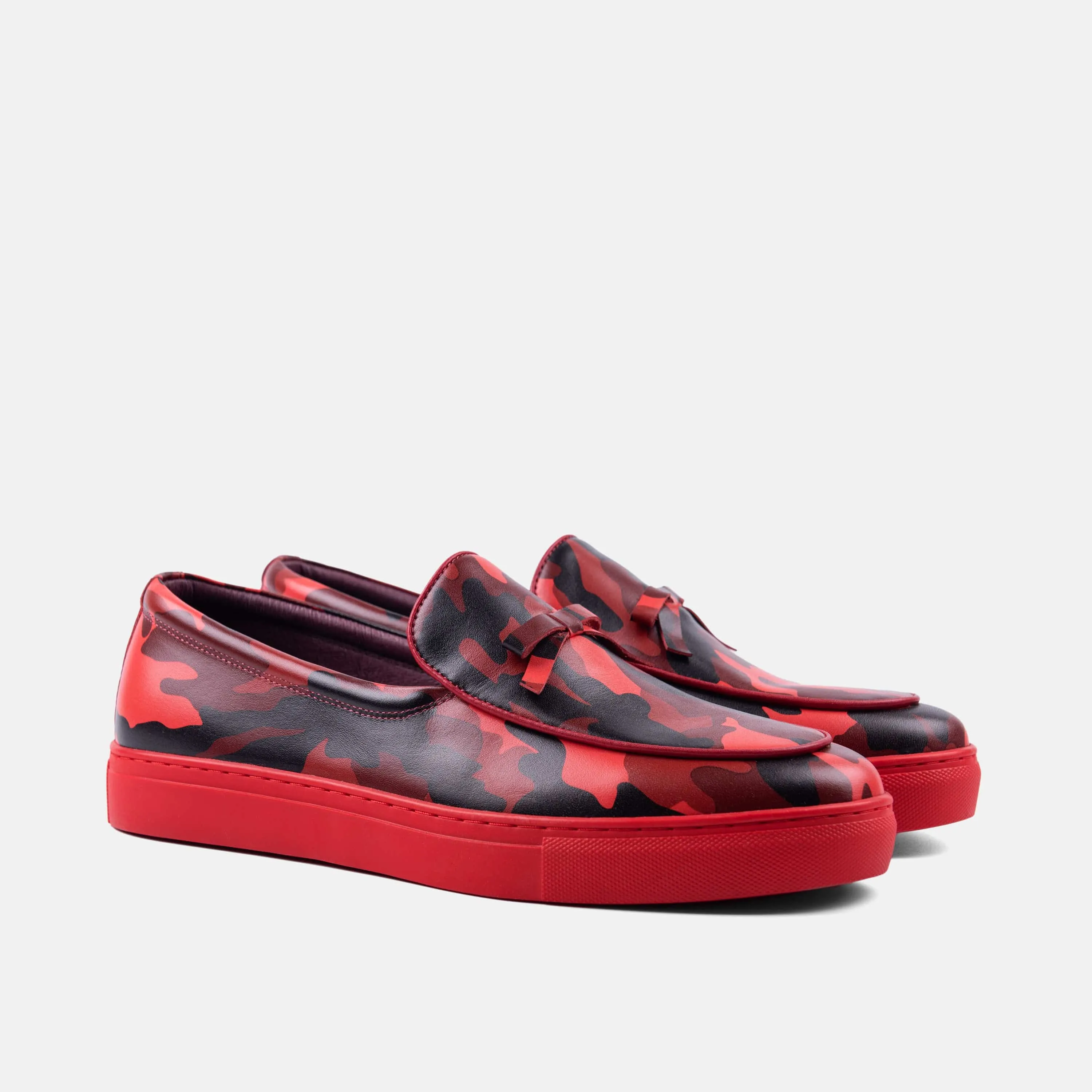 Odell Red Camo Leather Belgian Loafer Sneakers