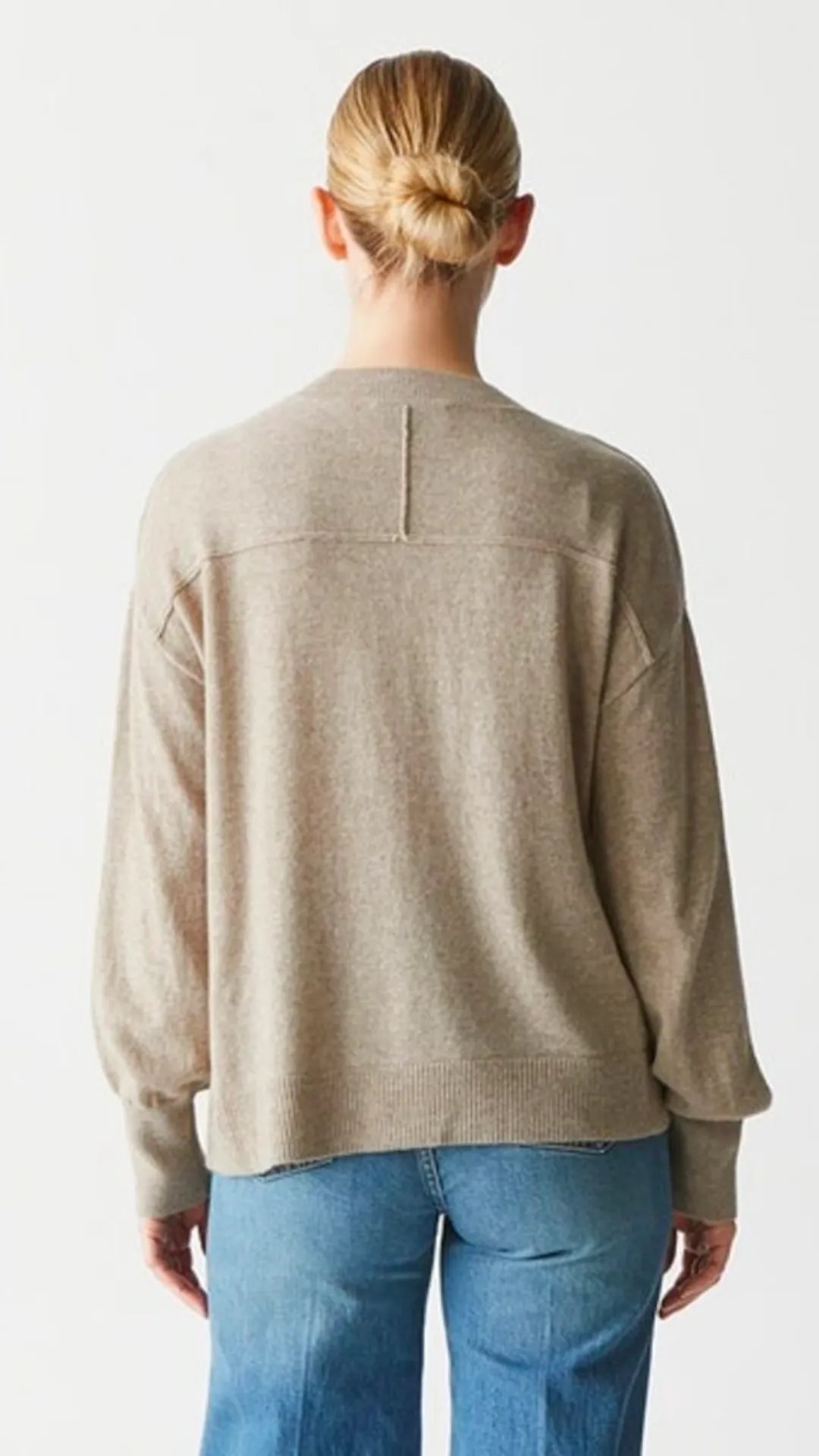 ODETTE V-NECK SWEATER - OATMEAL