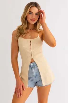 Open Front Spaghetti Sweater Top