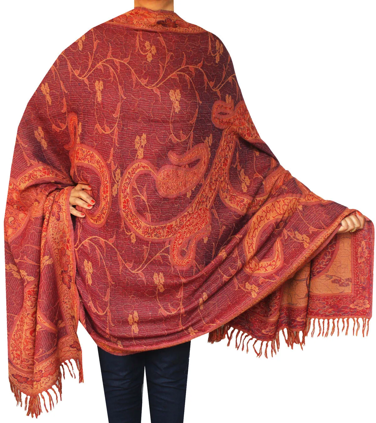 Paisley Indian Scarves Wraps Womens Wool Shawl (82 x 42 inches)