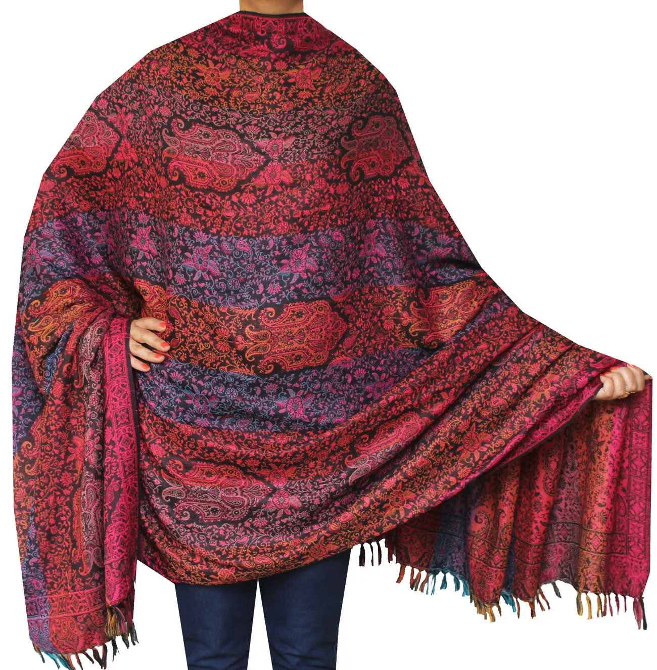 Paisley Indian Scarves Wraps Womens Wool Shawl (82 x 42 inches)