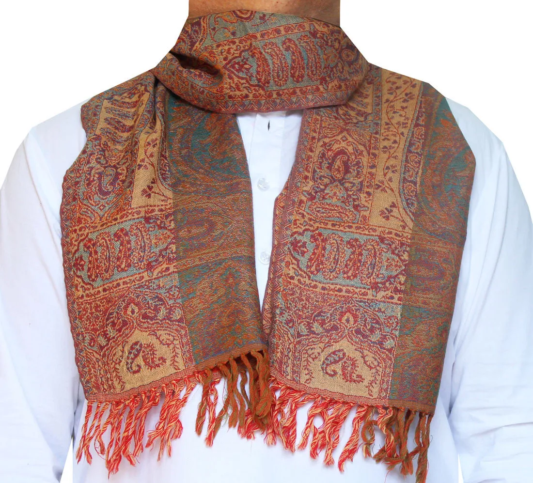 Pure Wool Jamawar Scarf Mens Muffler Indian Clothing