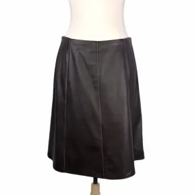 St.JohnBrown Leather Skirt with White stitching