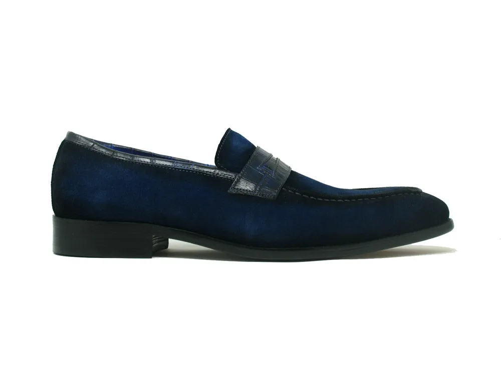 Suede Penny Loafer w/ Leather Trim