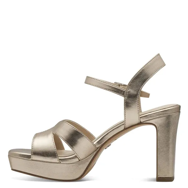 Tamaris Gold Block Heel Sandal