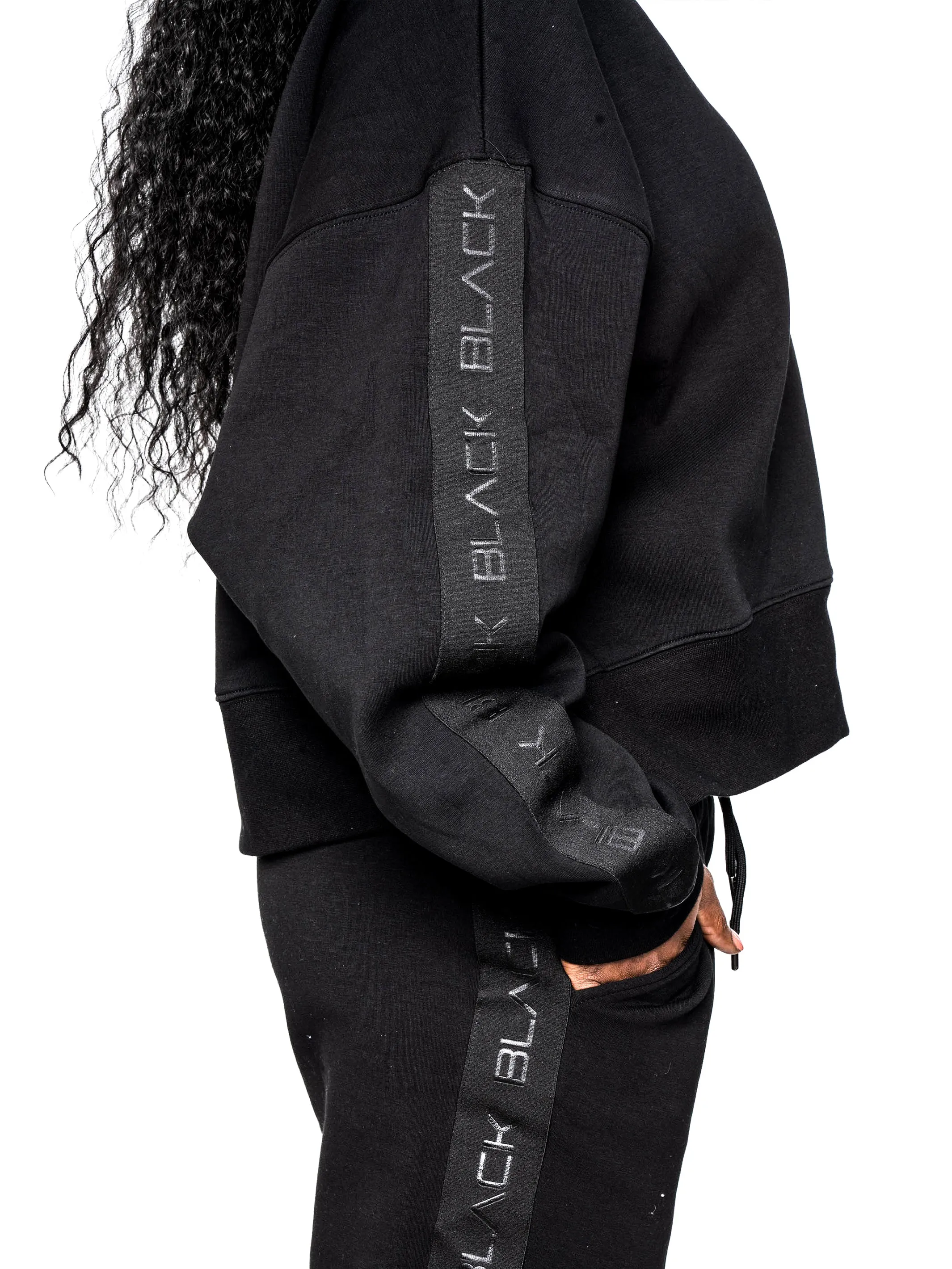 Women's Black Band Luxe Oversized Crewneck