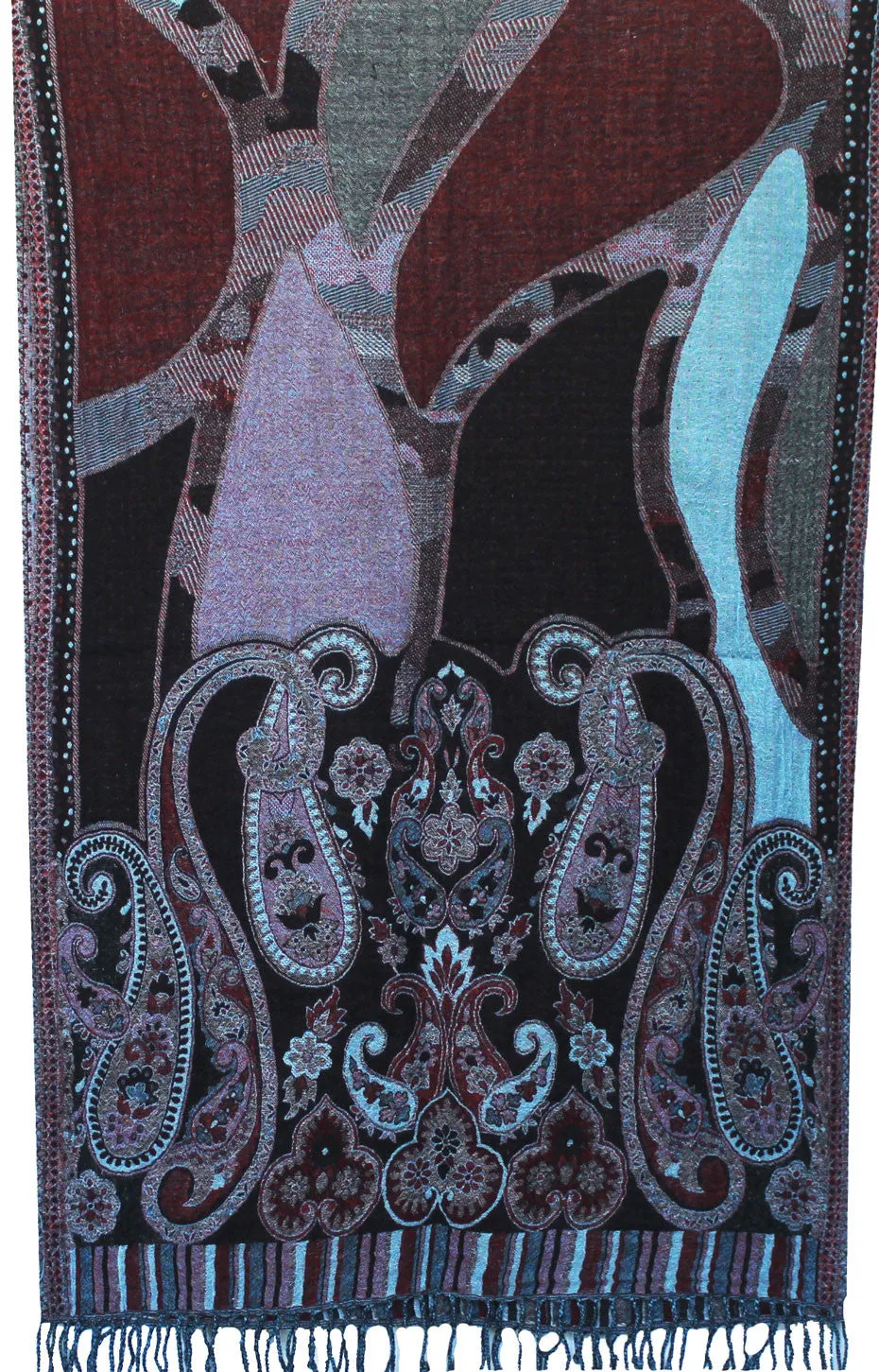 Womens Paisley Scarf Shawl Wool Indian Clothing (78 x 28 inches)