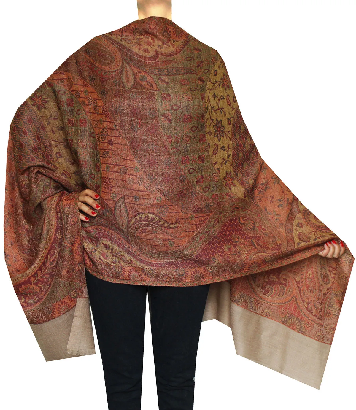 Womens Paisley Scarf Shawl Wool Indian Clothing (80 x 28 inches)