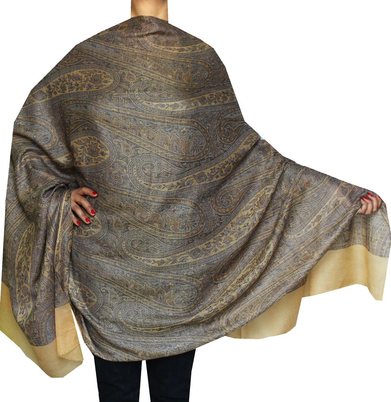 Women's Paisley Wool Shawl Wrap Gift India Clothing (82 x 42 inches)