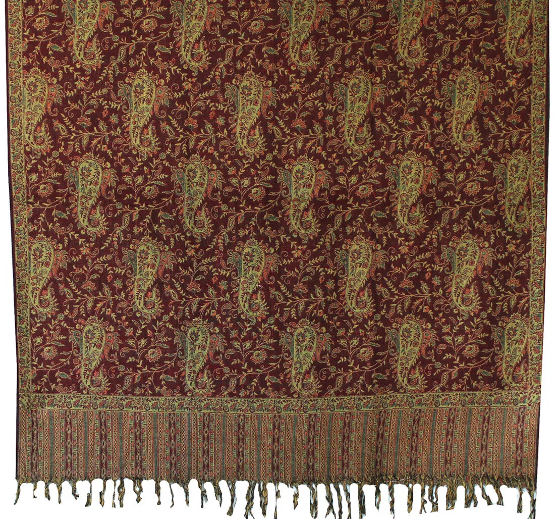 Women's Wool Shawl Scarves Paisley Indian Clothing (82 x 42 inches)